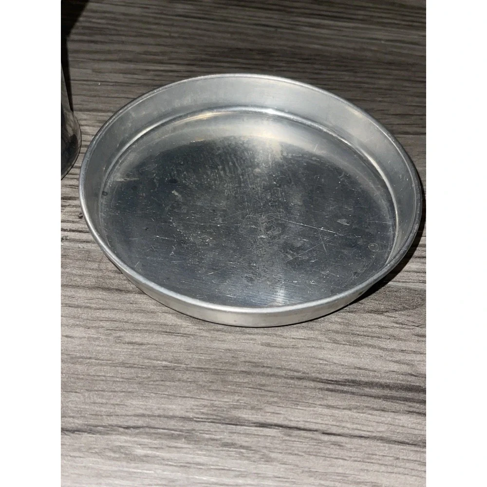 Vintage Aluminum Toy LOT - measuring cup, cookie sheet, cookie cutters, & coffee